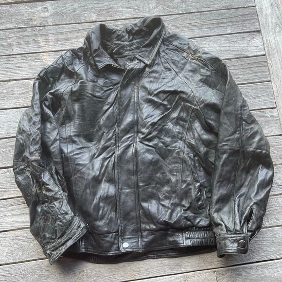 Vintage Wilsons Leather M. Julian Black Men's XL Distressed Jacket - Picture 1 of 13